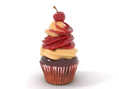 Cherry Swirl Cupcake model pack Low-poly 3D model