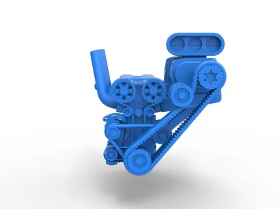 Supercharged straight-six engine Scale 1 to 25 3D print model