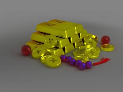 gold bar prices money bank luxury bullion square 3D model