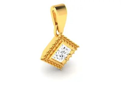 Solitaire Women Princess Pendants 3dm STL OBJ FBX Render Details 3D print model