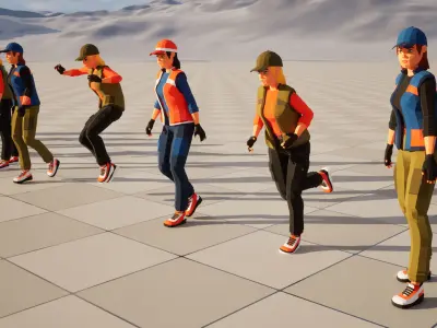 Girl in vest low-poly stylized Low-poly 3D model