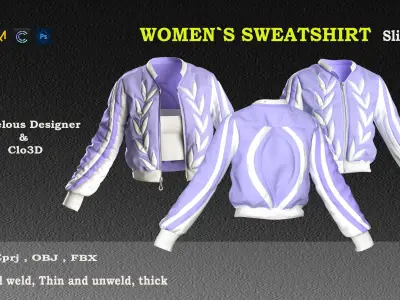 6 women sweatshirt 3D model