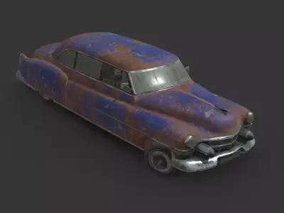 005 Abandoned Car - Cadillac 75 Low-poly 3D model