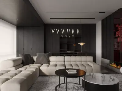 Modern living room dining room interior scenes 200 3D model