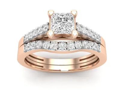 AV 650 Diamond Ladies Bridal Engagement Ring Set 3D print model
