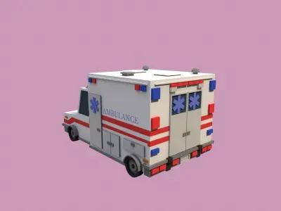 Lowpoly Ambulance Low-poly 3D model