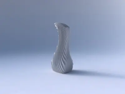Vase puffy bent triangle with wavy extruded lines 2 3D print model purchase