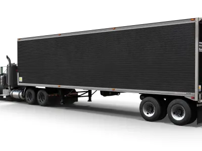 Peterbilt 359 industrial dry trailer Low-poly 3D model
