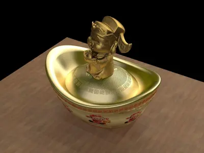Chinese gold Ingot  3D model get