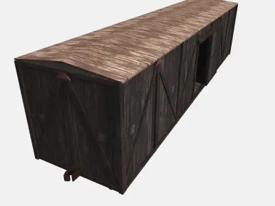 Wooden Box Car Low-poly 3D model