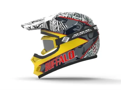 Motocross Helmet Low-poly 3D model