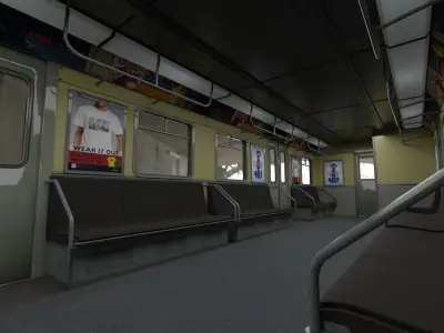Subway Metro Train with Interiors TEXTURED Low-poly 3D model
