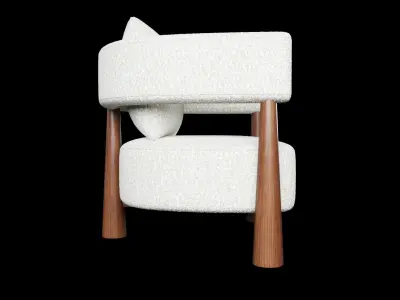 Pair of  bean shaped armchairs Low-poly 3D model