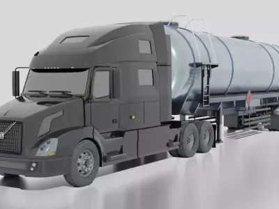 Volvo VNL 2014 and Trailer Low-poly 3D model