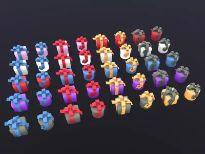 Gift box package low poly Low-poly 3D model