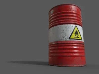 Barrel flammable - PBR Game Ready model Low-poly 3D model