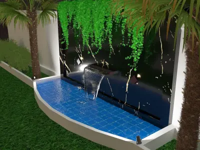 Villa house at night Free 3D model