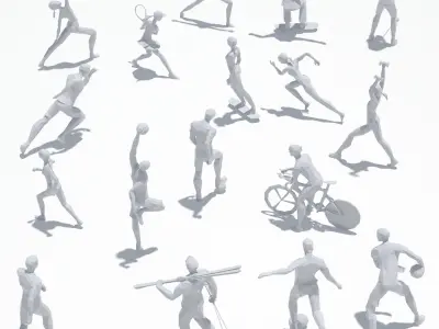 Low Poly Sport Pose PACK Low-poly 3D model