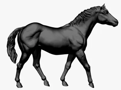 Horse Statue Sculpture 2 for 3D printing and CNC carving 3D print model