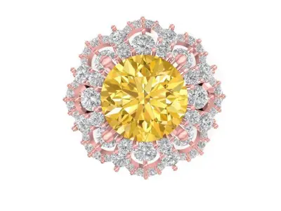 Luxury Cluster Halo Cocktail Ring for Women  702 3D print model