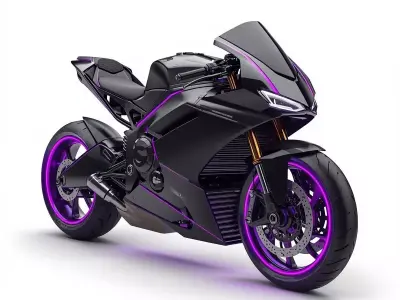 Stealth Cybercycle 3D Model Violet Neon Superbike Low-poly 3D model