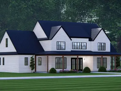 American Wooden Ranch Farmhouse Barndominium  Home Exterior 3D model