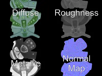 Futuristic Biomechanical Device Model Pack Low-poly 3D model