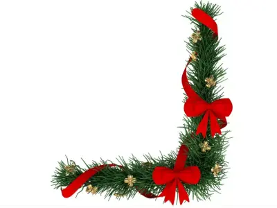 Christmas Corner Decoration with Bows 3D model