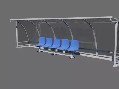 Football Soccer Reserve Bench Low-poly 3D model