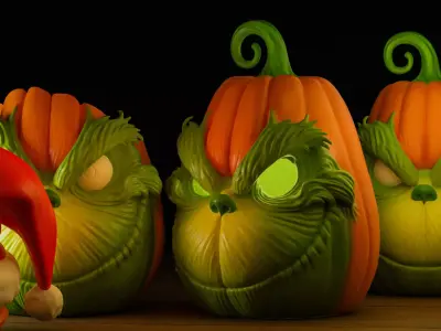 The Grinch Pumpkin Set 3D print model