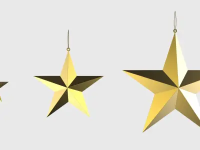 Christmas Tree Decoration Stars Collection 3D model