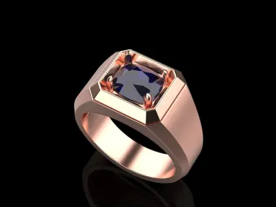 Cushion gem   man signet ring model 481 3D print model