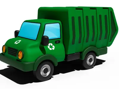 Cartoon Garbage Truck Low-poly 3D model