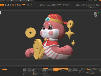 Snake Year IP  Q version cartoon snake Chinese Zodiac Snake 3D model