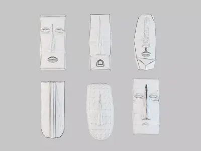 African Clay Face Masks Stylized for Art and Culture Projects 3D model
