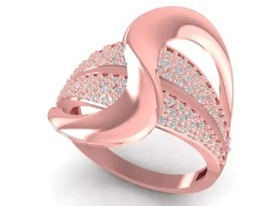 Elegant Wave Design Pave Diamond Ring for Women 2526 3D print model