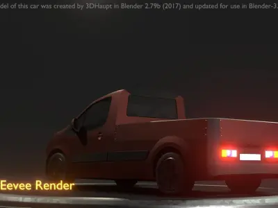 City Car 91 Utility Vehicles Van Pickup 1500 Type-D Brown Low-poly 3D model