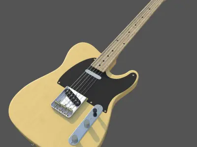 Fender yellow wooden Telecaster electric guitar da1 3D model