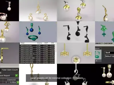 pearl jewelry stl 3d minimal collection 3D Model Pack