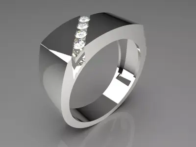 diamond gold man ring mr0025 3D print model