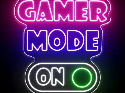 Gamer Mode On Neon Sign 3D model