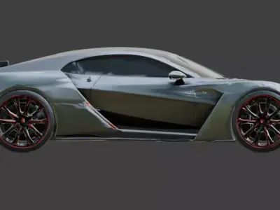Luxury Silver Concept Hypercar 3D Model Low-poly 3D model