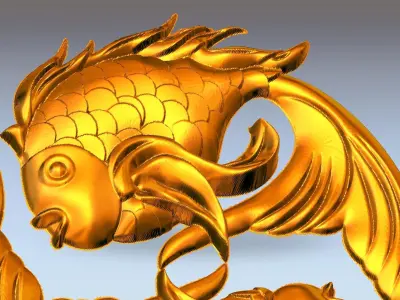 Two Goldfish Mural Art 3D print model