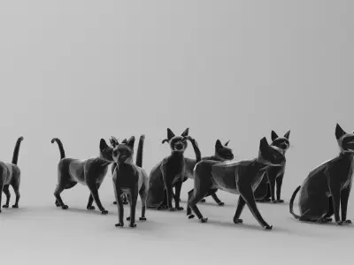 Cats low and high poly Low-poly 3D model