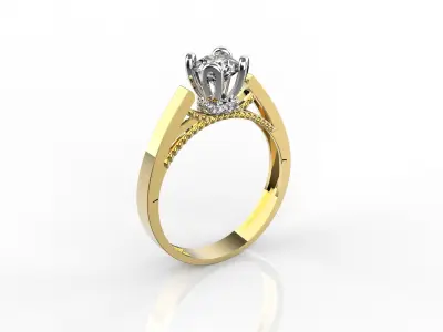 M1199002 engagement ring 3D print model