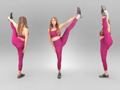Beautiful woman doing gymnastics 379 Low-poly 3D model