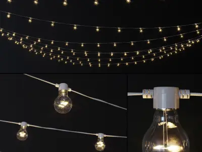 Garland and Bulb String  Collection 3D Model Pack
