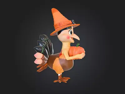 Charming Thanksgiving Turkey Printable Holiday For Home Decor 3D model