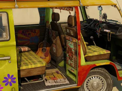 Volkswagen Transporter Van Stylized Low-poly 3D model