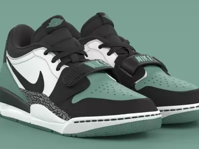 Air Jordan Legacy 312 Low White Mineral Wolf Grey Black Low-poly 3D model